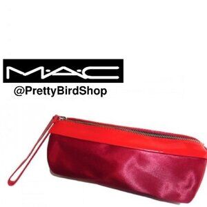 MAC 2 pc clutch red satin makeup case bag NEW patent leather Limited Edition